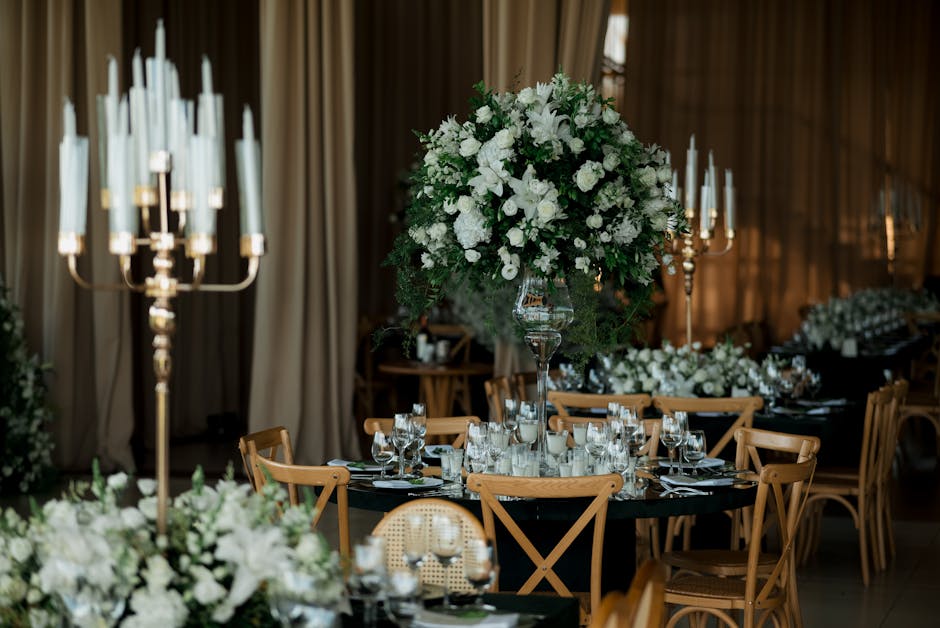 Elegant wedding reception setting coordinated by a professional wedding planner